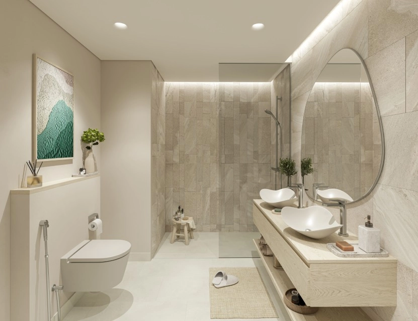 Light-filled living room with garden views in Gardenia Bay apartment